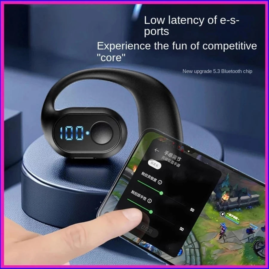 Ear Hook Wireless Earphones Bluetooth 5.3 Mini Handsfree Waterproof Sport Music Headset Single Earbuds OWS Headphone HiFi Music