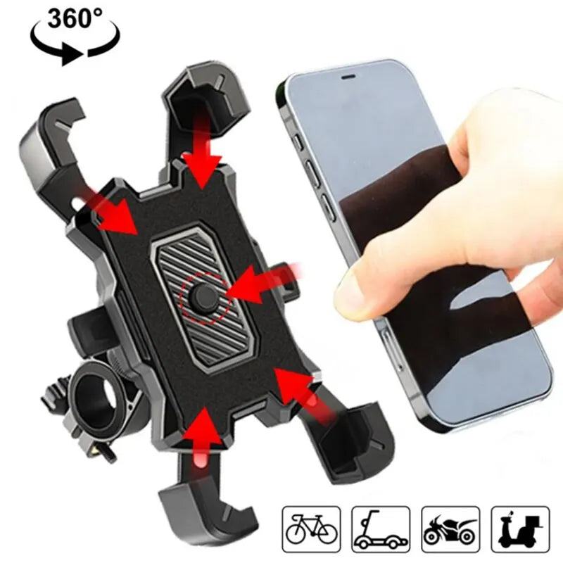 Bike Phone Holder 360° Rotatable Universal Bicycle Motorcycle Phone Holder for Mobile Phone Stand Shockproof Bracket GPS Clip