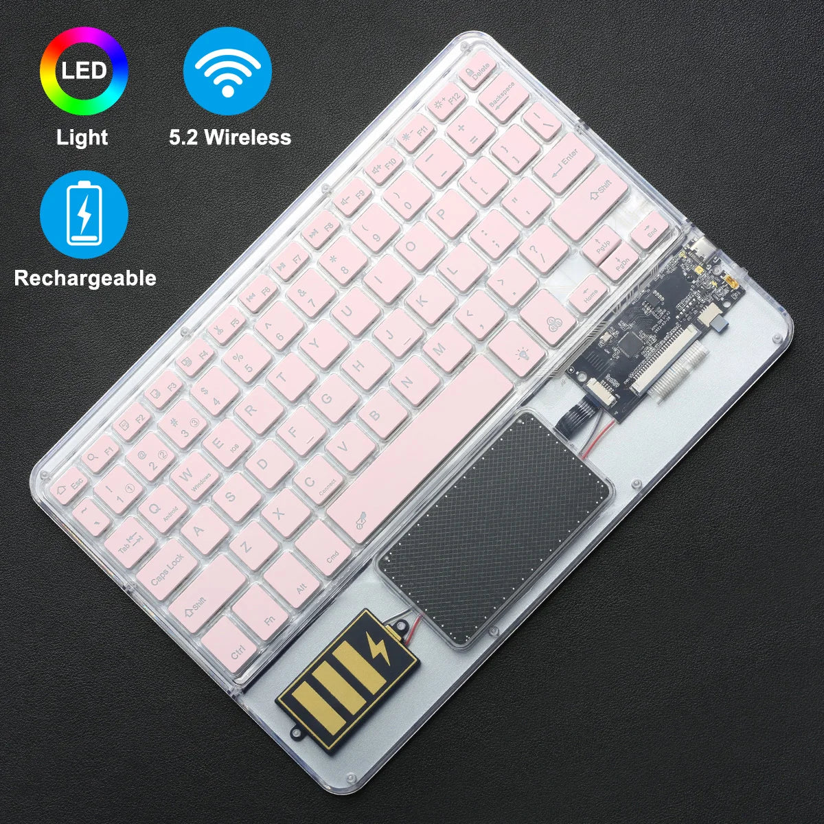 Wireless Keyboard with Touchpad, Ultra-Slim Portable Bluetooth Rechargeable Keyboard,Wireless Keyboard for iOS Android Windows