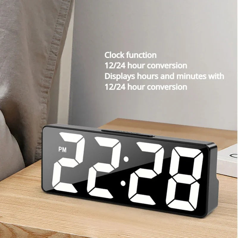 Digital Alarm Clock LED Large Digital Display Multi-Set Alarm Clock Features Desktop, LED Mirror Electronic Clocks