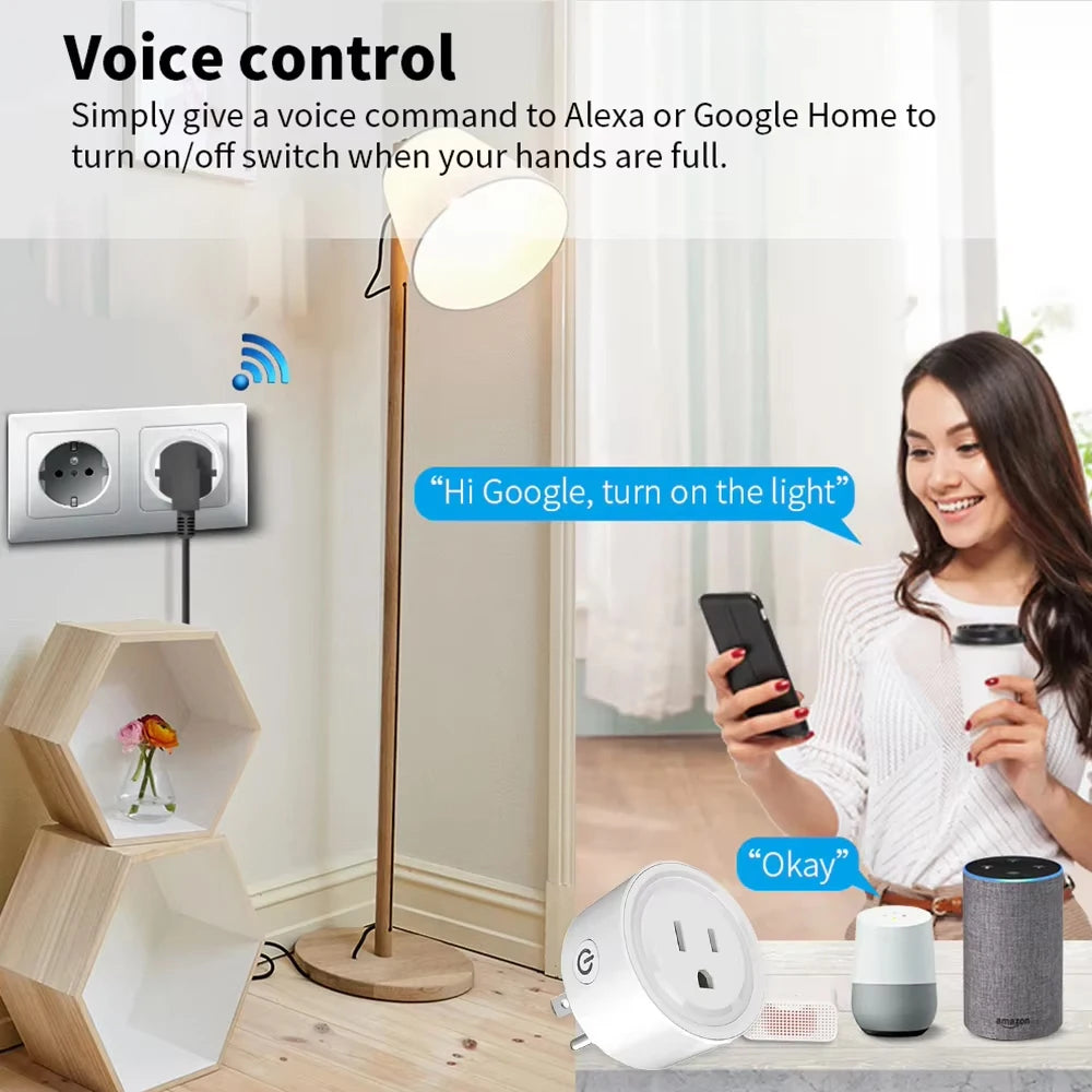 Smart Plug Zigbee/WiFi Socket US Plug 16A With Power Monitor Timing Function APP Control Smart Home Automation Works With Alexa