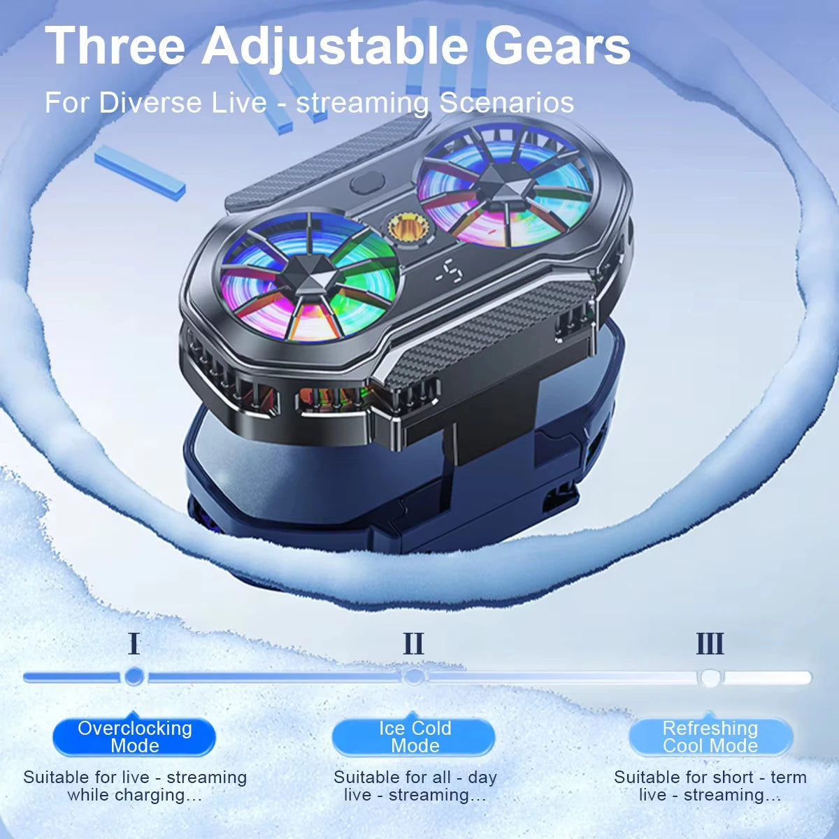 Mobile Phone Cooler Silent Semiconductor Dual Fan Cooling Phone Heating Outdoor Live Streaming Mobile Gaming E-Sports Cooling