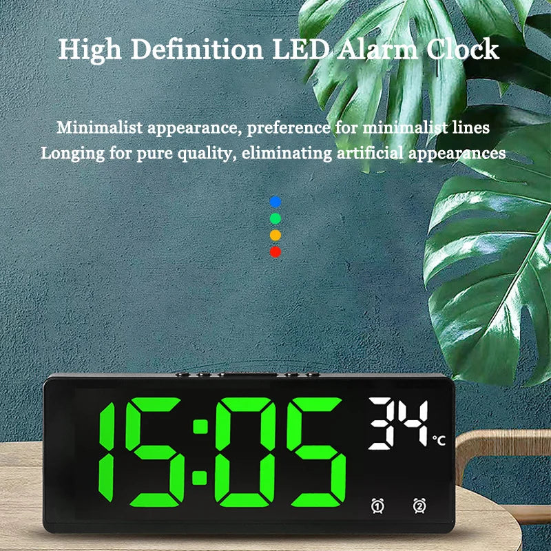 LED Digital Electronic Clock Backlight Large Number Alarm Clock Temperature Calendar Bedside Table Nightlight Home Decoration