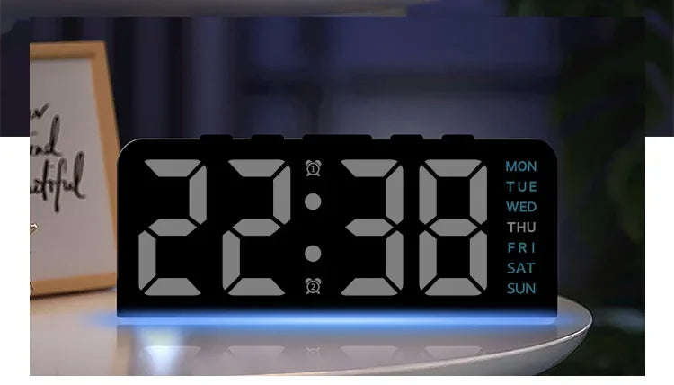 LED Digital Clock with Date, Temp, Alarm & Night Light - Multifunctional Desk Clock for Home, Office, Bedroom