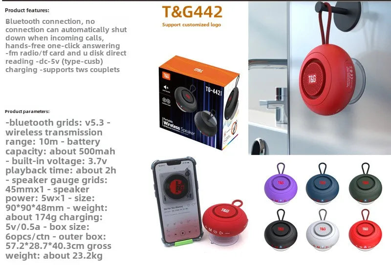Bluetooth Speaker Bathroom Wireless Subwoofer Outdoor Mini Bluetooth Speaker Parlante Bocina Bluetooth  Caixa De Som TG442