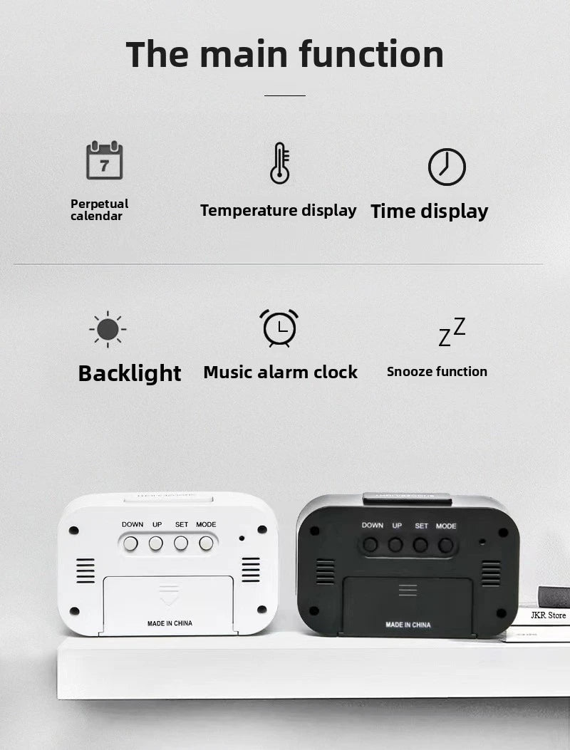 Digital Led Clock Alarm Clock Digital Clock With Bright Screen Snooze Function Calendar Display For Bedroom Home Offices Desk