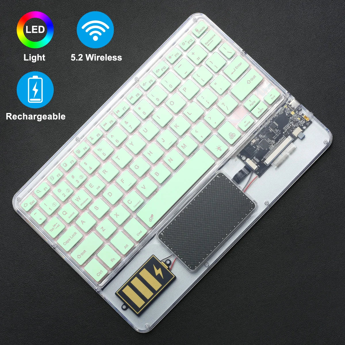 Wireless Keyboard with Touchpad, Ultra-Slim Portable Bluetooth Rechargeable Keyboard,Wireless Keyboard for iOS Android Windows