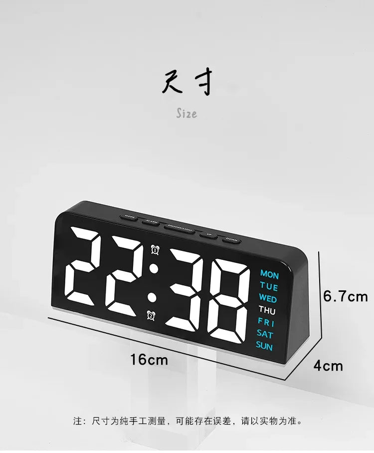 LED Digital Clock with Date, Temp, Alarm & Night Light - Multifunctional Desk Clock for Home, Office, Bedroom