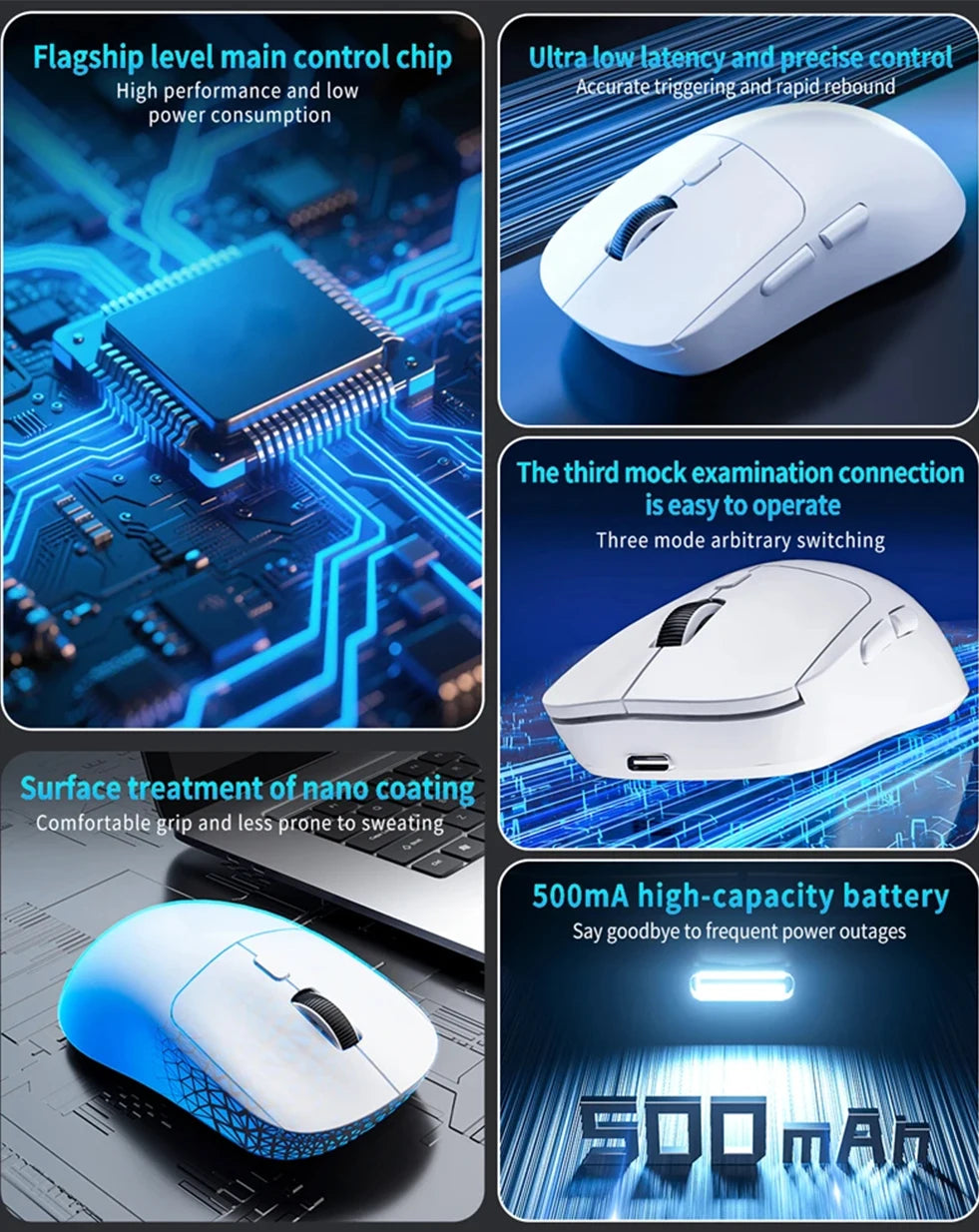 Wireless Gaming Mouse, 2.4G High-Performance with Adjustable DPI & Rechargeable Battery
