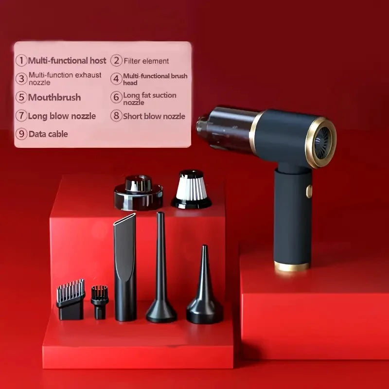 Mini 3-in-1 portable powerful vacuum cleaner, set of 1, for both car and household use - blowing and suction dual-use