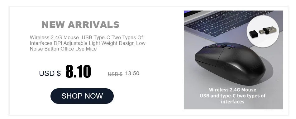 Wireless 2.4G Mouse Light Weight Design DPI Adjustable Plug And Play Low Noise Button Simple Style Mause Office Use Or Gaming