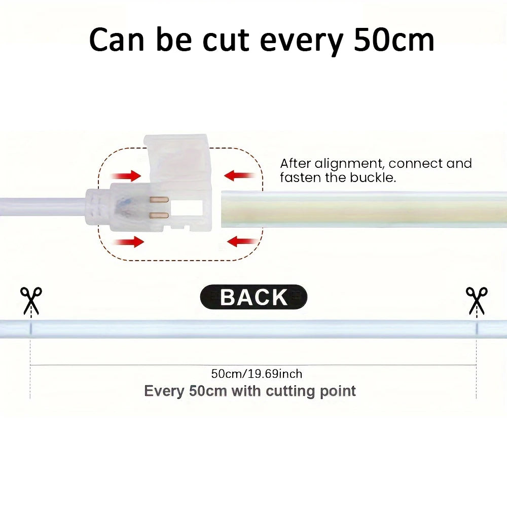 Led Strip Lights 220V with Dimmer IP65 Waterproof COB Led Strip with Self-adhesive Flexible Ribbon for Room Outdoor Lighting
