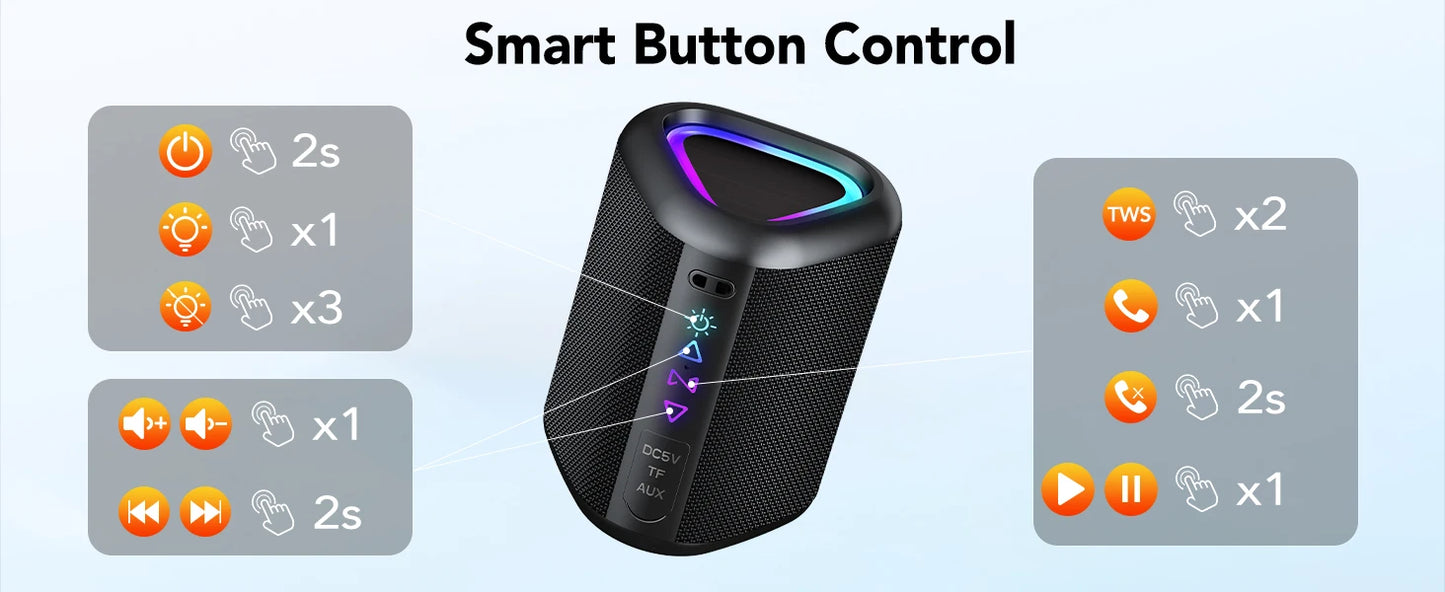 Bluetooth Speaker,Portable Wireless Speaker,Louder Volume,Stereo Sound,24H Playtime, Bluetooth 5.4,Built-in Mic,for Home,Outdoor