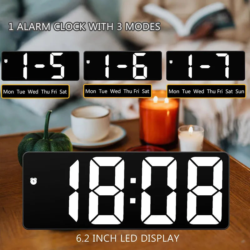 LED Digital Alarm Clock Portable Travel Clock for Bedroom Office  Kitchen Easy to Read Home Decor Battery Mains Powered