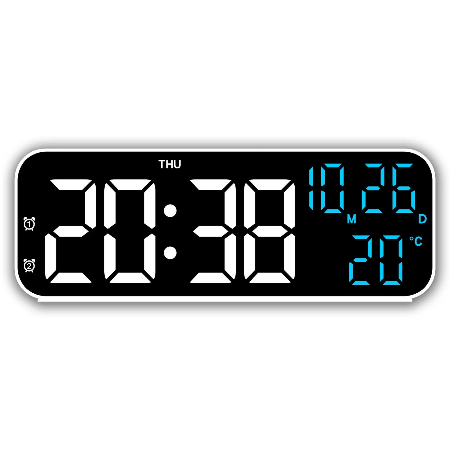 LED Digital Clock Temperature Date Week Display Desktop Clock 3 level Brightness Adjustment Voice Control Countdown Alarm Clock
