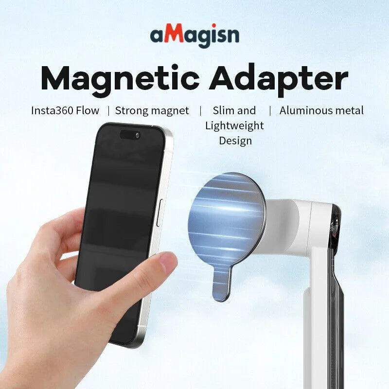 aMagisn for Insta360 Flow Powerful Magnetic Adapter for MagSafe Action Camera Magnetic Plate with Metal Ring Camera Accessories