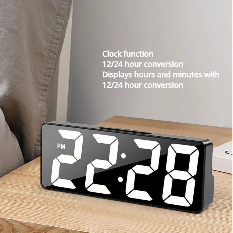 Digital Alarm Clock LED Large Digital Display Multi-Set Alarm Clock Features Desktop, LED Mirror Electronic Clocks