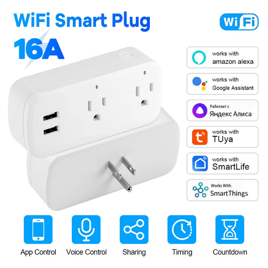 16A Smart Plug with Bluetooth App Control Power Monitoring Timer Countdown Group Voice Control PowerOff Memory Works with Alexa