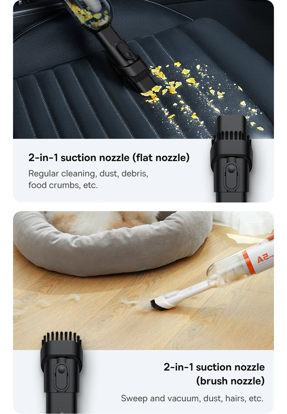 Baseus Car Vacuum Cleaner Mini Handheld Auto Vacuum Cleaner 6000Pa Powerful Suction Blow & Vacuum 2 In1 For Home & Car & Office