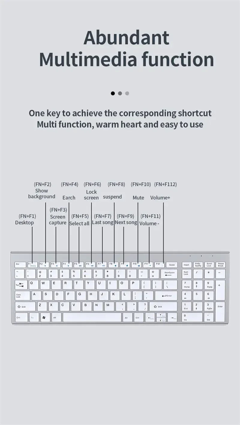 Wireless Keyboard Mouse Bluetooth 5.0 2.4G Combo Rechargeable Full Size Wireless Keyboard For Notebook Laptop Tablet iPad PC