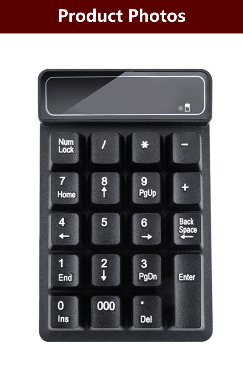 Wireless Digital Keypad With Mechanical Feel 19 Keys 2.4G Mini Keyboard Waterproof Ergonomic Multi System Compatibility Keyboard