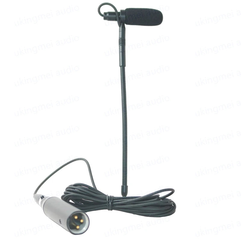 Clip-On Musical Instrument Microphone for Piano Guitar Saxophone Violin Cello Phantom Power Input Flexible Gooseneck Microphone