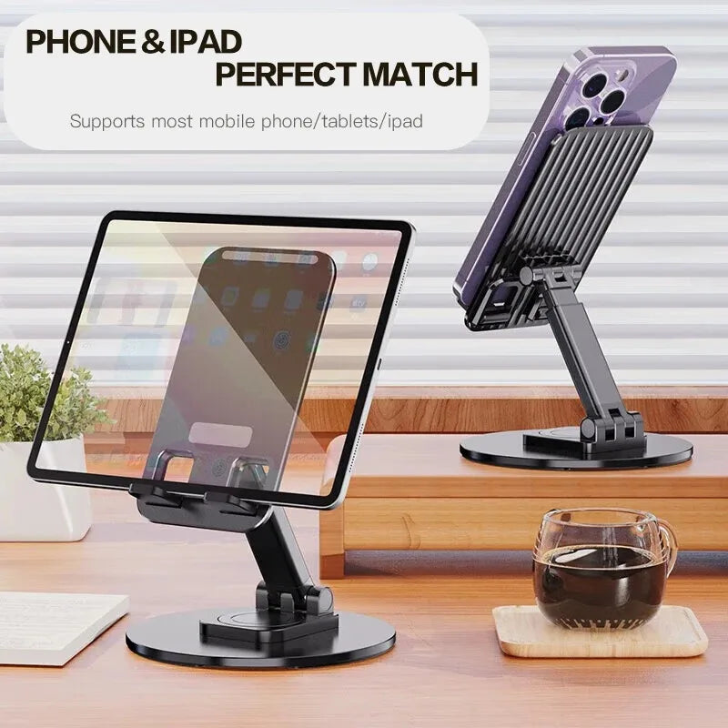 Universal Phone Stand for Desk 360 °   Rotating Multi-Angle Non-Slip Metal Base Foldable Holder for iPhone 13/14/15 pro Xiaomi S