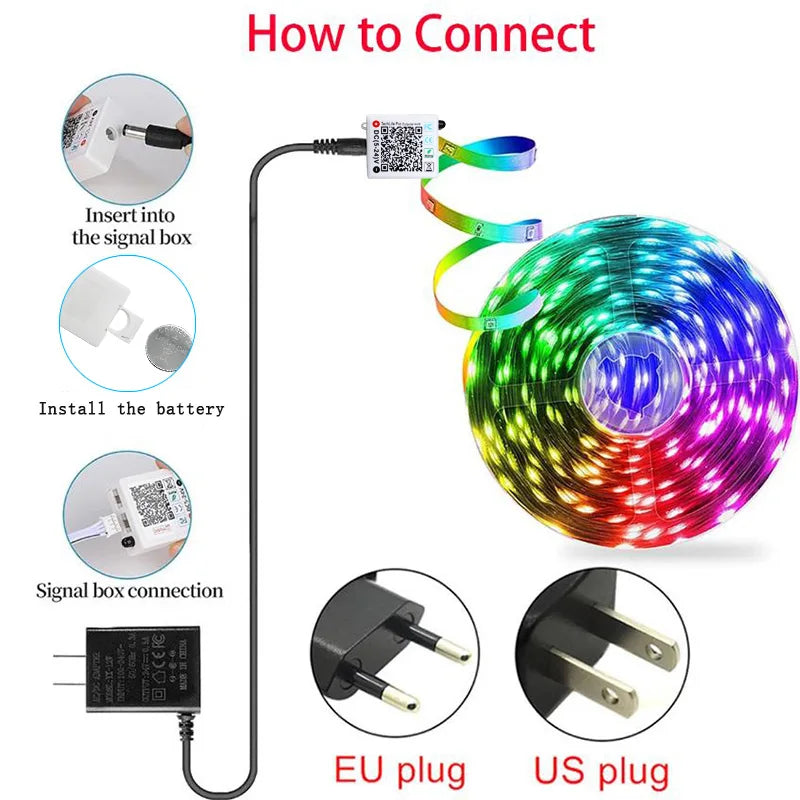 LED Strip Lights 10m 20m 30m Music Sync RGB Led Strip Tape Lights for Room Home Party Decoration TV Backlight Felxible Ribbon