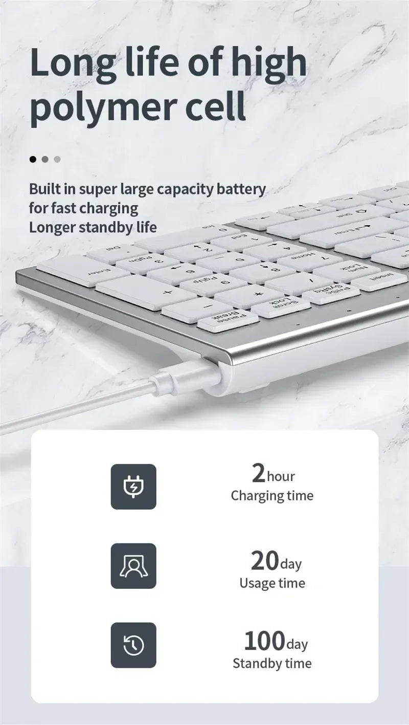 Wireless Keyboard Mouse Bluetooth 5.0 2.4G Combo Rechargeable Full Size Wireless Keyboard For Notebook Laptop Tablet iPad PC