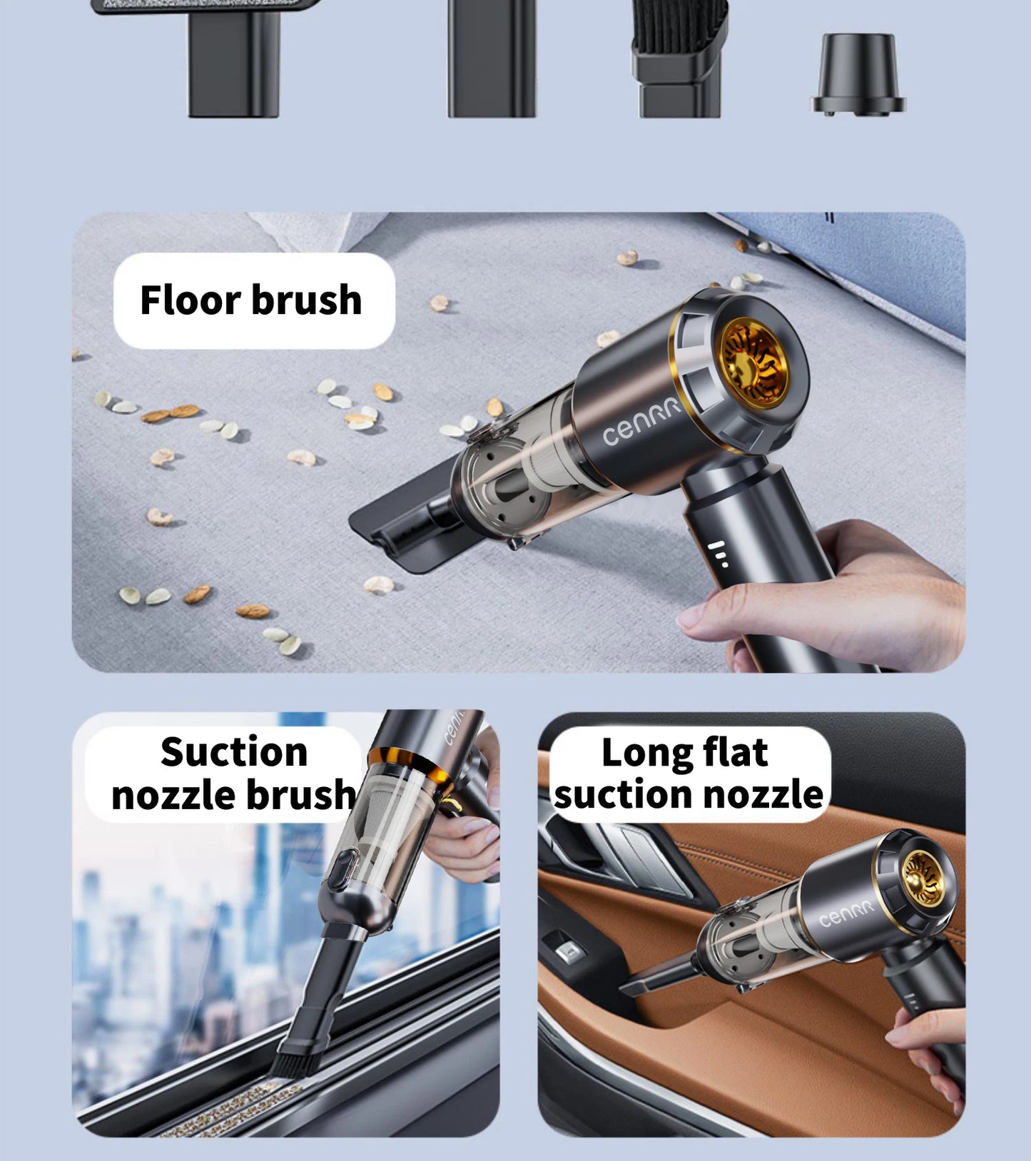 CENRR Mini Car Vacuum Cleaner Cordless Powerful Wireless Car Cleaner HandHeld Portable Vacuum Cleaner Cleaning Machine