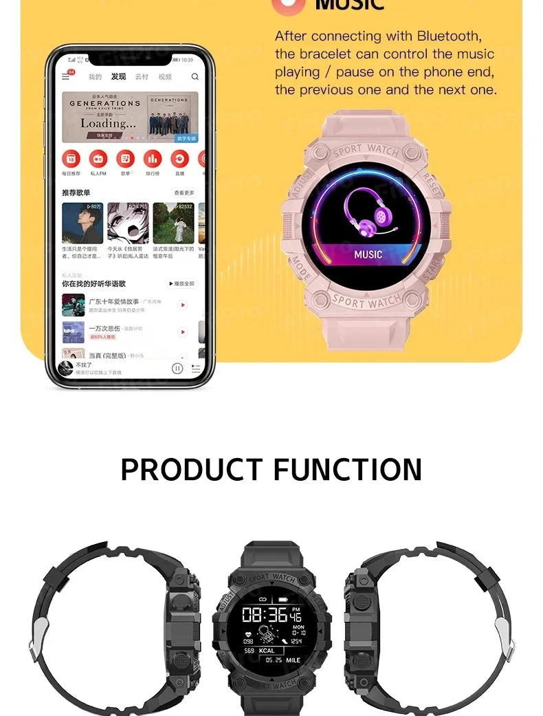 Android iOS Smart Watch FD68S: Touch Screen Fitness Bracelet for Men Women, Waterproof Bluetooth Sports Activity Tracker