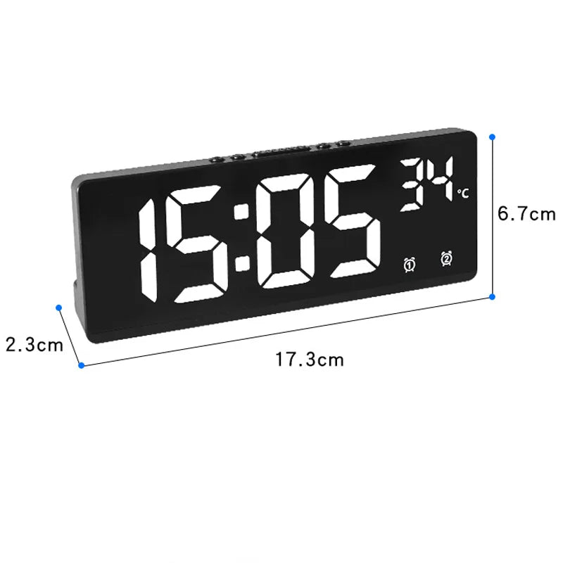 LED Digital Electronic Clock Backlight Large Number Alarm Clock Temperature Calendar Bedside Table Nightlight Home Decoration
