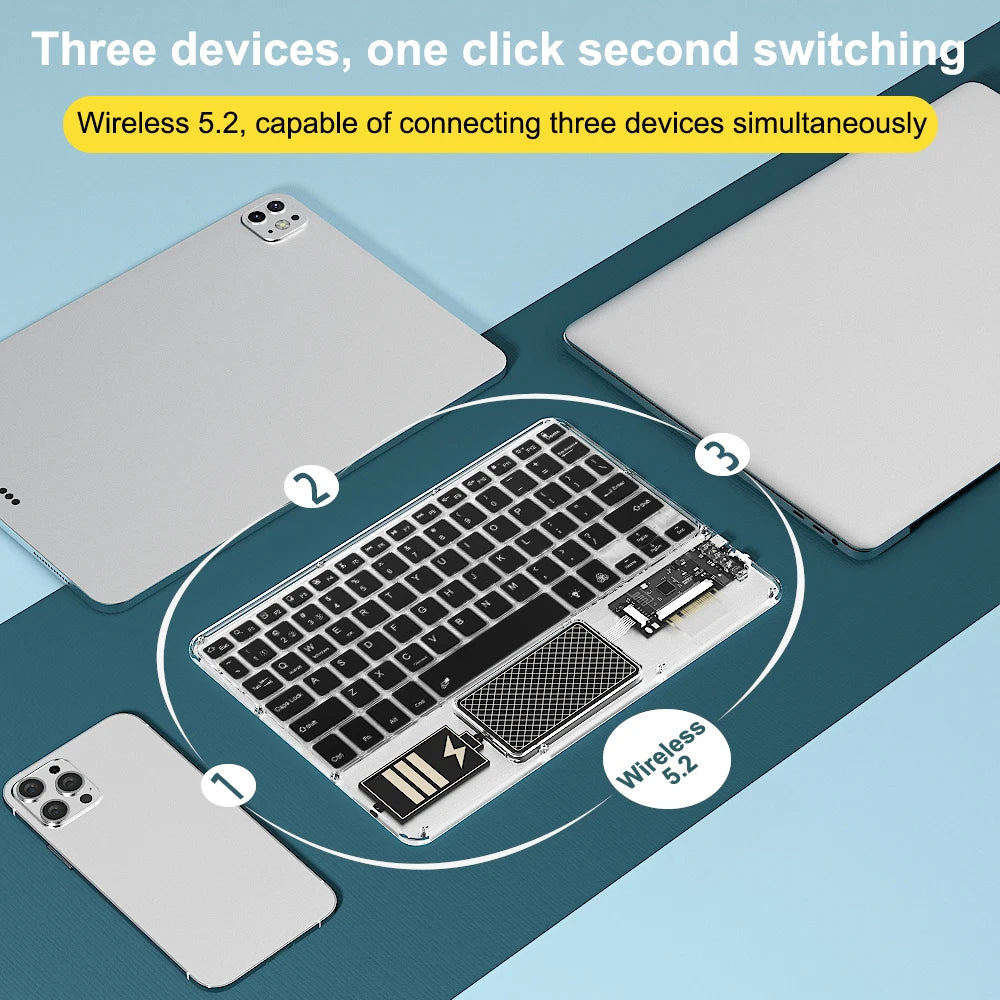Wireless Keyboard with Touchpad, Ultra-Slim Portable Bluetooth Rechargeable Keyboard,Wireless Keyboard for iOS Android Windows