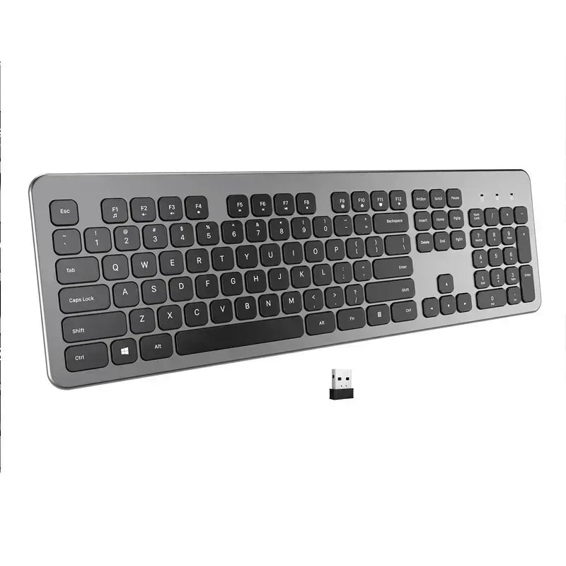 Wireless Keyboard 104 Keys,English,Rechargeable USB Type C,Low Profile Keycaps,Silent Keyboard,Office Slim Design for Laptops