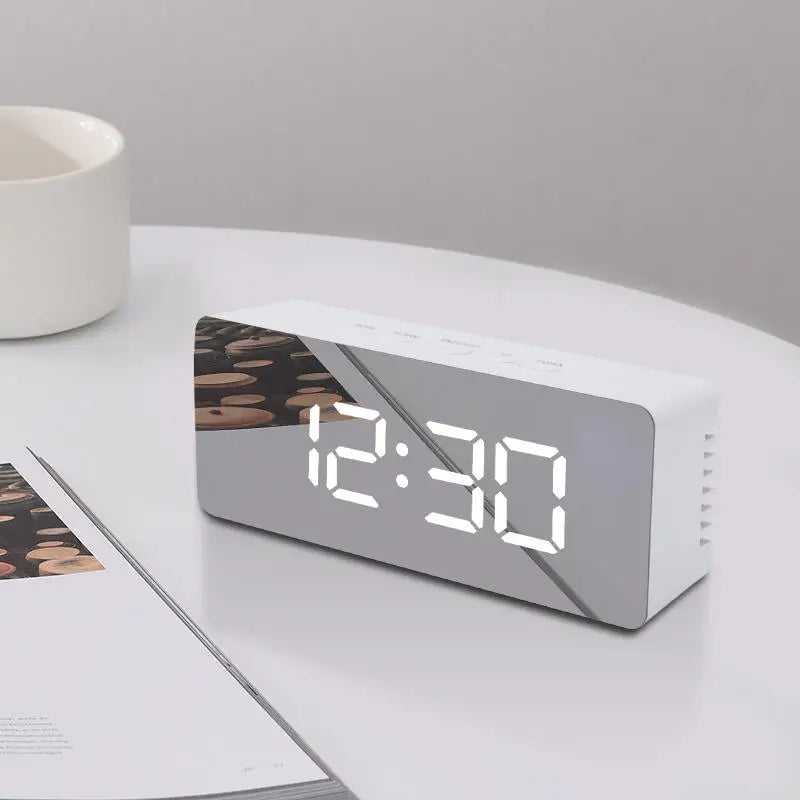 Digital Alarm Clock LED Electronic Desktop Clock with Temperature for Bedroom Home Office Teens Kids