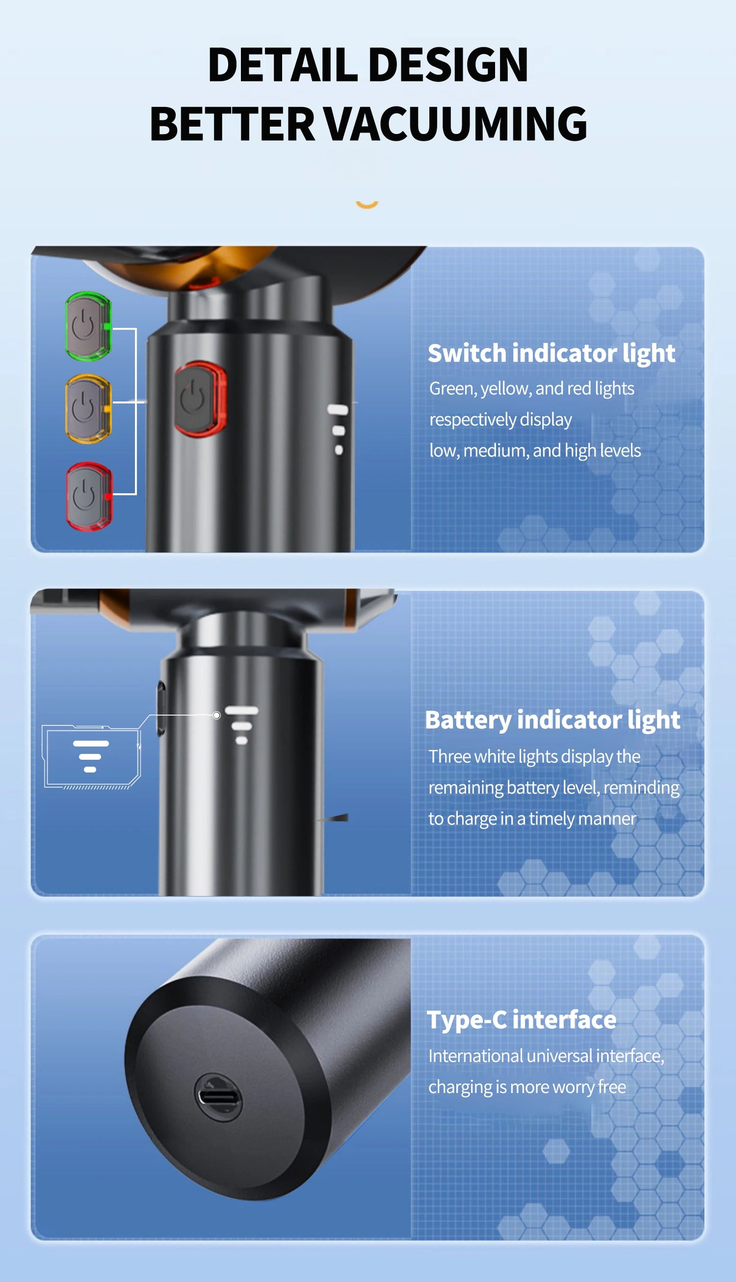 CENRR Mini Car Vacuum Cleaner Cordless Powerful Wireless Car Cleaner HandHeld Portable Vacuum Cleaner Cleaning Machine