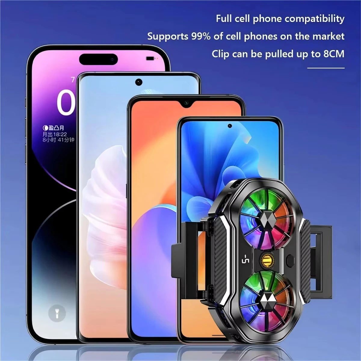 Mobile Phone Cooler Silent Semiconductor Dual Fan Cooling Phone Heating Outdoor Live Streaming Mobile Gaming E-Sports Cooling