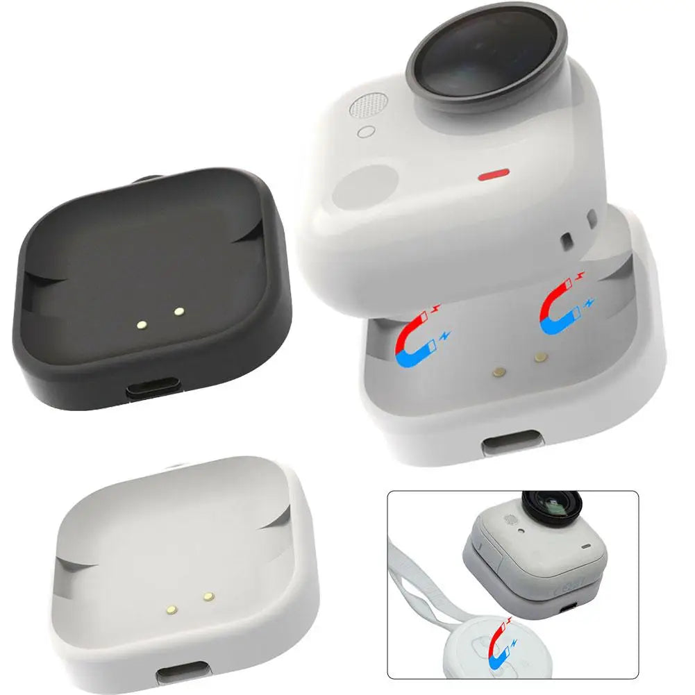 Wireless Magnetic Charging Dock for Insta360 Go Ultra Wireless Charger Base with Lanyard For Insta360 Go Ultra Charging Station