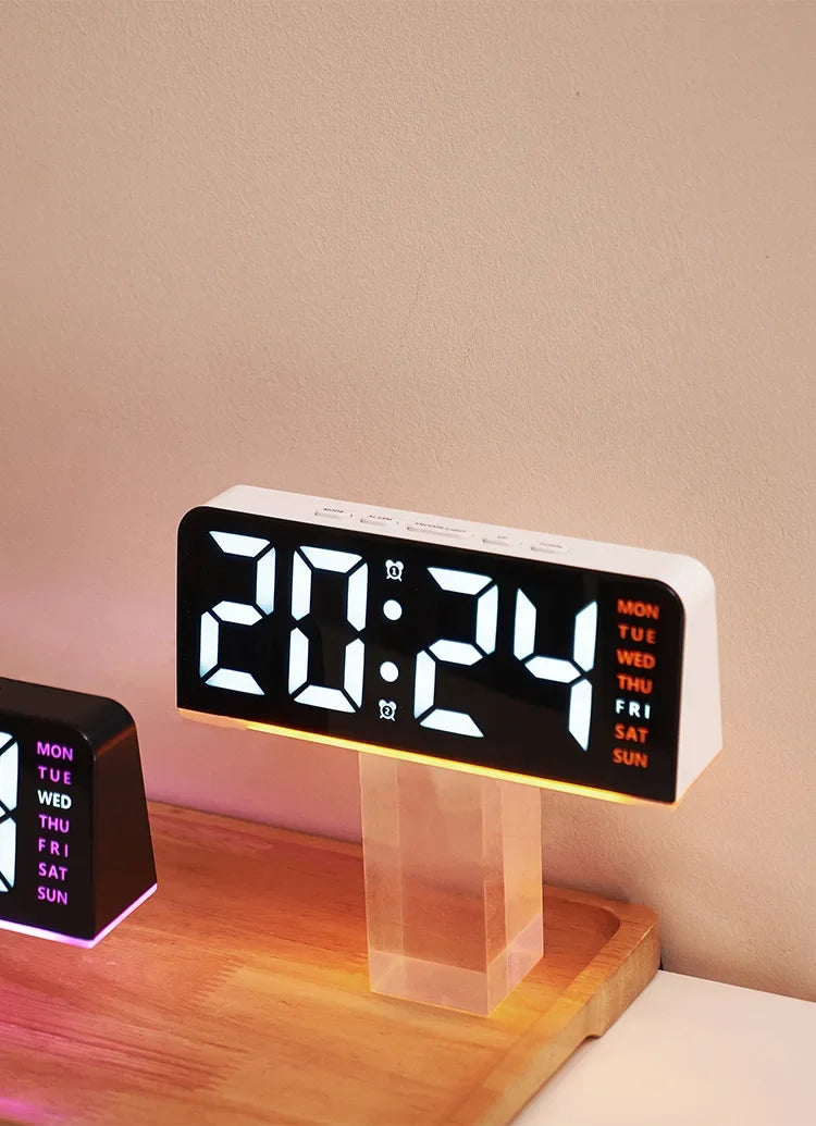LED Digital Clock with Date, Temp, Alarm & Night Light - Multifunctional Desk Clock for Home, Office, Bedroom
