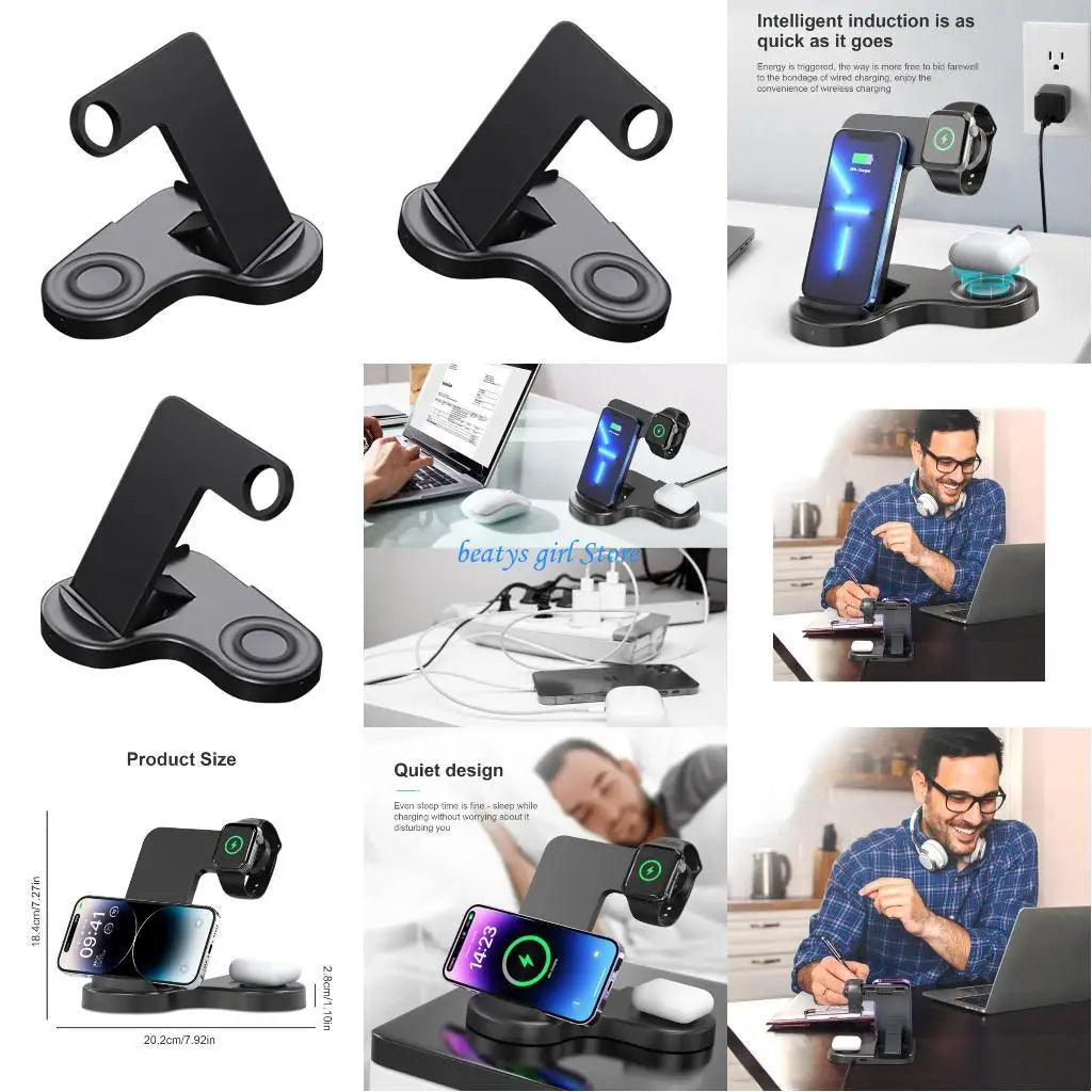 C7AB General Wireless Charging Dock Adjustable Charging Dock multifunction Wireless Charging Stand Compact Wireless Charging