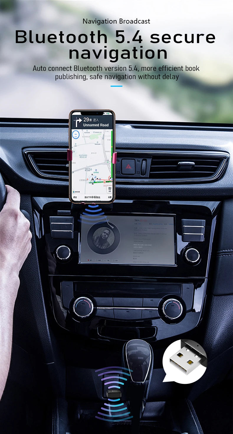 Bluetooth 5.4 FM Transmitter With Mic Handsfree Call USB Wireless Adapter Lossless Stereo Music Audio Receiver For Car FM Radio