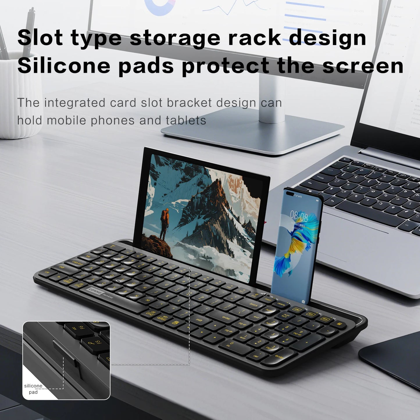 Wireless Gaming Keyboard Full-Sized 105 Key Silent 2.4GHz&Bluetooth Connection Multimedia Keys Compatible with PC Laptop Desktop