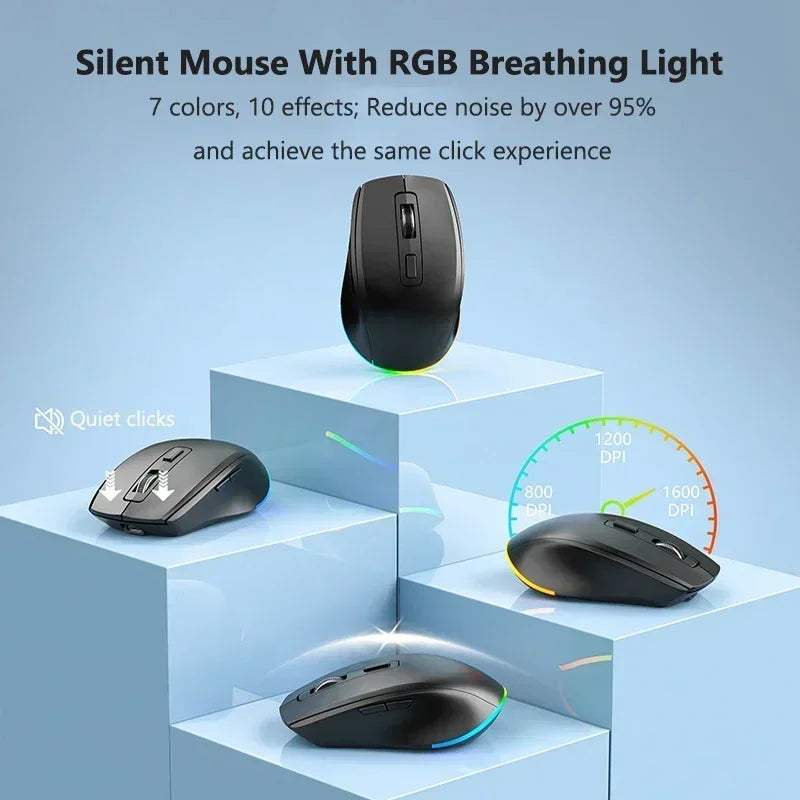 Wireless Keyboard and Mouse Combo with Backlit Full Size Ergonomic Keyboard with Phone Tablet Holder 2.4G Mouse for PC Laptop