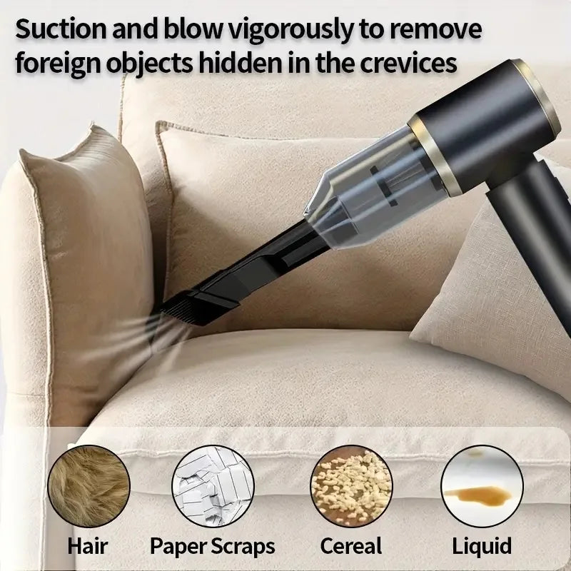 Mini 3-in-1 portable powerful vacuum cleaner, set of 1, for both car and household use - blowing and suction dual-use