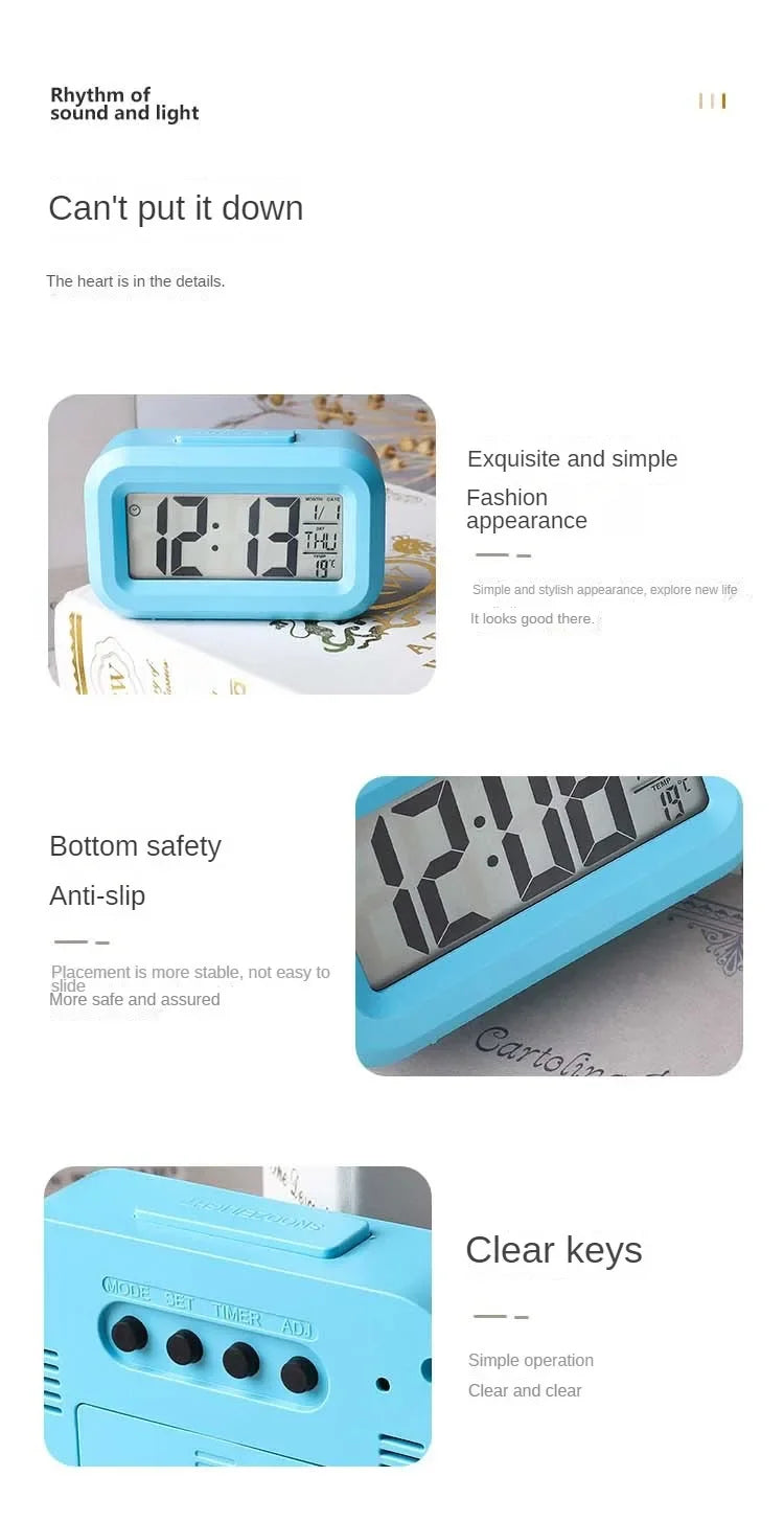 Led Digital Alarm Clock Backlight Data Times Calendar Desktop Multi-function Electronic Bedroom Decoration Desk Decorations Wall