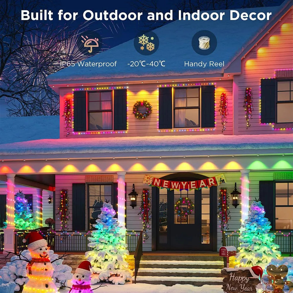 Smart LED Permanent Outdoor Light, 300ft 180LEDs RGBIC Eaves Lights, IP67 Waterproof for New Year and Christmas Home Decor