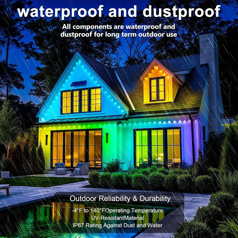 Smart LED Permanent Outdoor Light, 300ft 180LEDs RGBIC Eaves Lights, IP67 Waterproof for New Year and Christmas Home Decor