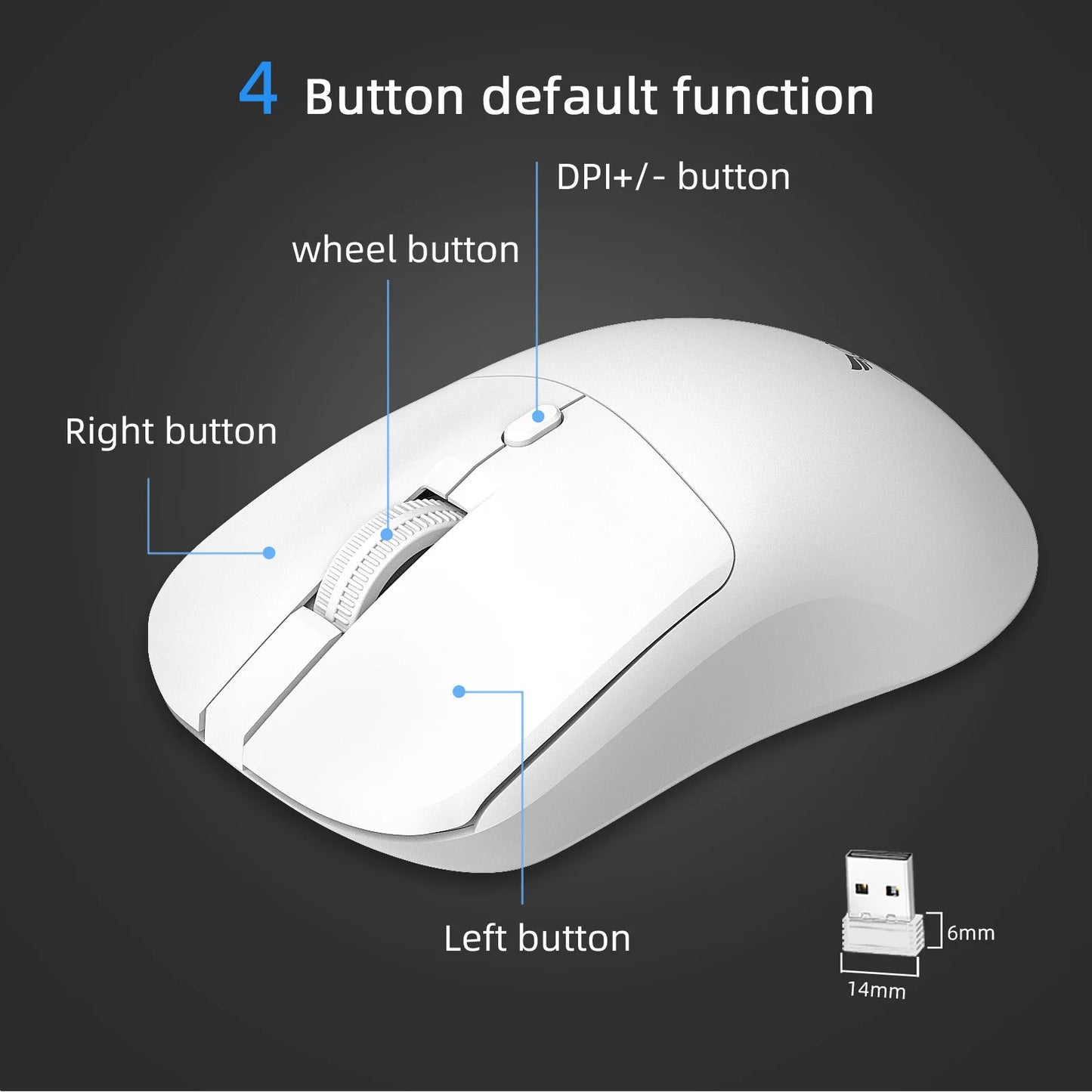 Wireless 2.4G Mouse Light Weight Design DPI Adjustable Plug And Play Low Noise Button Simple Style Mause Office Use Or Gaming