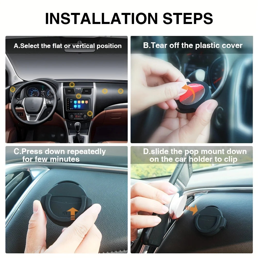 1pc The Perfect Car Mount for Your Phone: 360° Rotation & Flat Stand for Socket Mount Users(Special Design for pop-socket users)