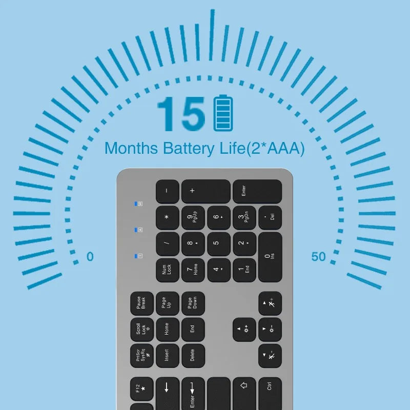 Wireless Keyboard 104 Keys,English,Rechargeable USB Type C,Low Profile Keycaps,Silent Keyboard,Office Slim Design for Laptops